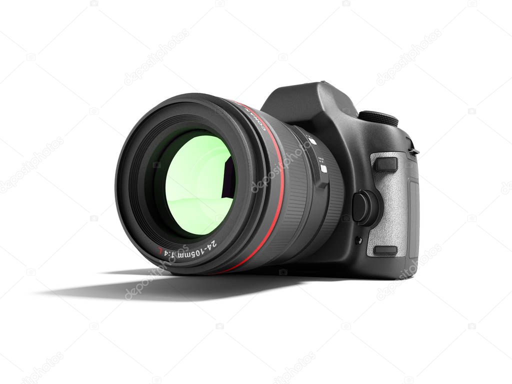 New professional zoom camera 3d render on white background with 