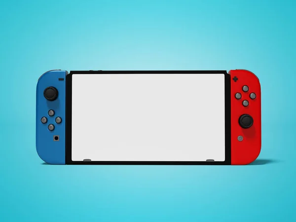 De draadloze gamepad blauwe en rode joystick voor de voorzijde van de tablet bekijken van 3d — Stockfoto