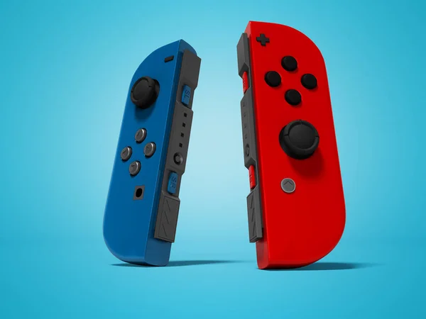 Gamepad sem fio vermelho azul para tablet ou telefone renderização 3d em azul — Fotografia de Stock