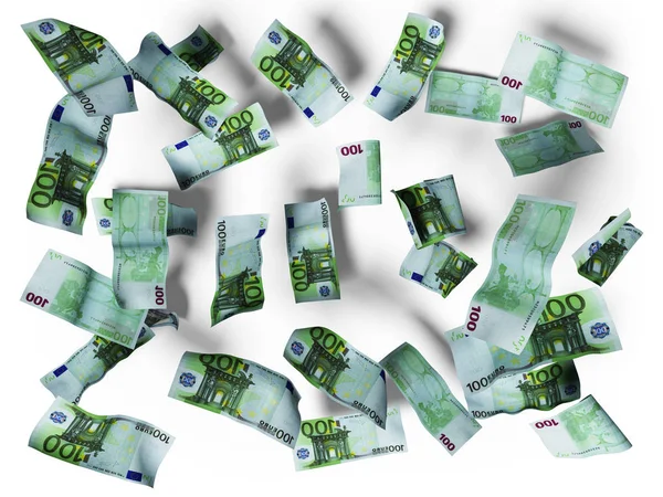euro bills fly down on the floor 3d render on white background w