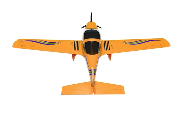 Orange light double airplane flies up 3d render on white backgro