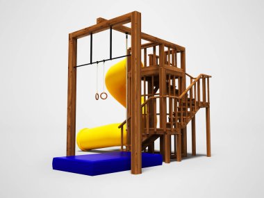 Modern ahşap Bahçesi büyük sarı bahar slayt 3 ile çocuklar için