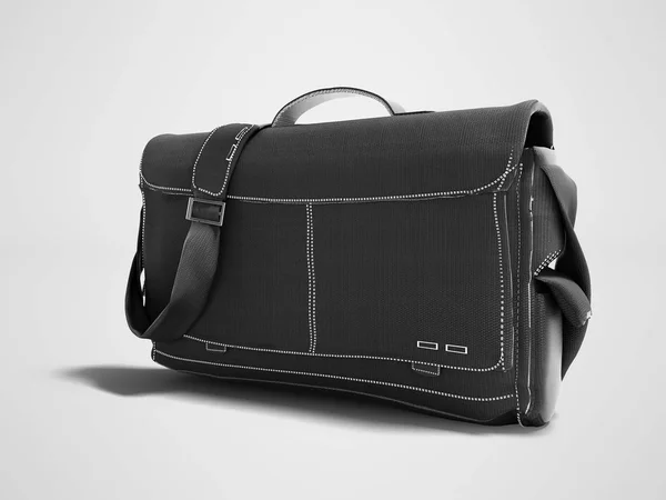 Borsa in denim nero sopra la spalla per il lavoro rendering 3d su bac grigio — Foto Stock