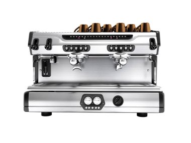 Profesyonel kahve makinesi ile kahve bardak 3D render beyaz 