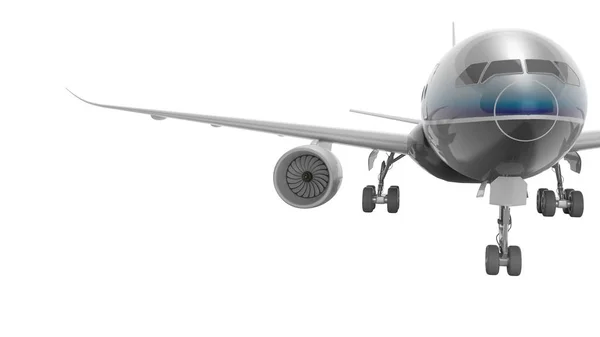 Авиационный пассажирский самолет изолирован 3D рендеринг на белом фоне — стоковое фото