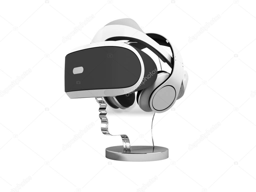 Glasses of virtual reality with portable headphones for sale 3d 