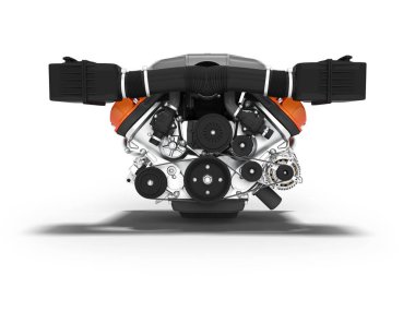 Beyaz arka plan zekâ sıcağı üzerinde hava filtreleri 3d render ile arabaya motor