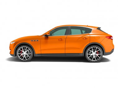 İş gezileri yan görünüm 3d rend için modern turuncu araba crossover