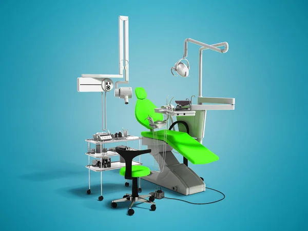 Modern zöld fogászati berendezések fogászati kezelésre 3D renderelés — Stock Fotó