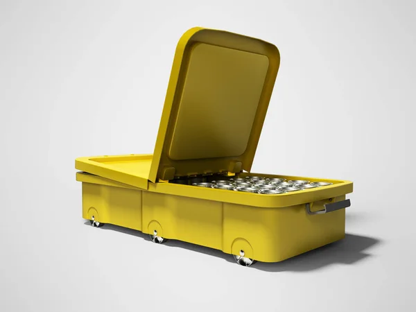 Réfrigérateur de plage jaune pour eau en conserve ouvert sur deux côtés gréement — Photo