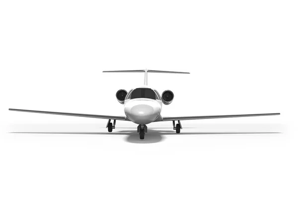Wit business vliegtuig vooraanzicht 3d renderen op witte achtergrond wi — Stockfoto