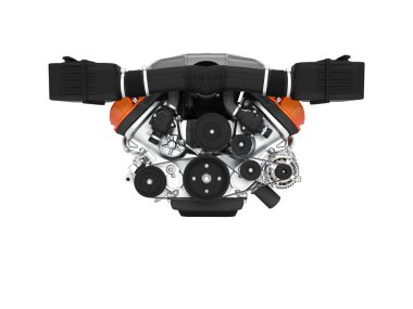 Beyaz arka plan üzerinde hava filtreleri 3d render ile araç motor hiçbir 