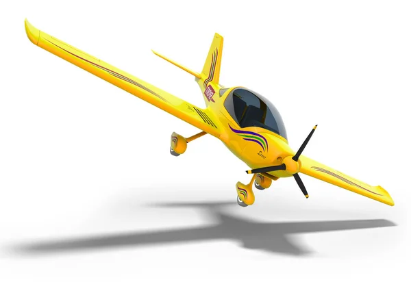 Vliegtuig voor het rijden in de Sky 3D renderen op witte achtergrond met — Stockfoto