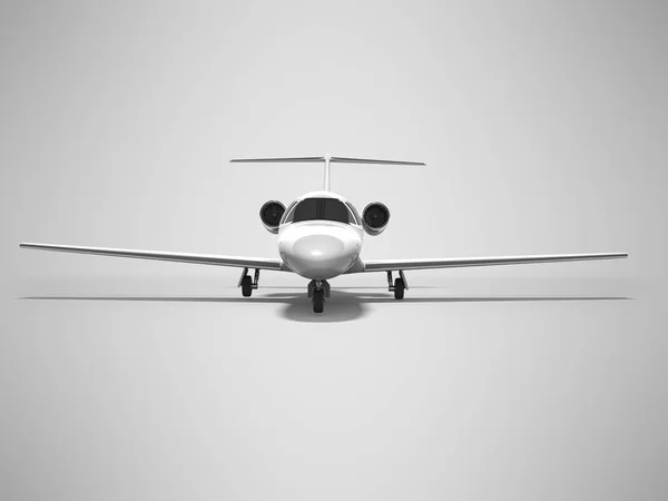 White business plane front view 3d render on gray background wit — 스톡 사진