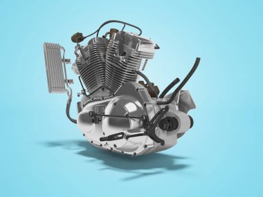 konsept benzinli motor motosiklet iki silindir dişli kutusu 3d render