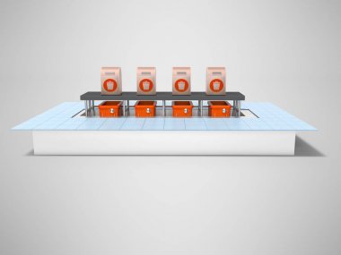 3d rende yeraltı çöp tankları ile Konsept kırmızı metal kutular