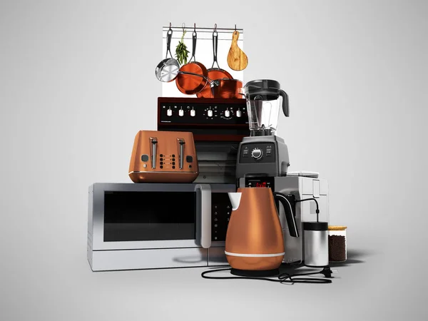 Konzeptgruppe Küche Elektrogeräte Mikrowelle Kaffee mac — Stockfoto