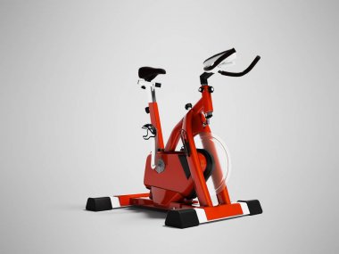 Gri bac ön aks 3d render ile Modern kırmızı bisiklet eğitmeni