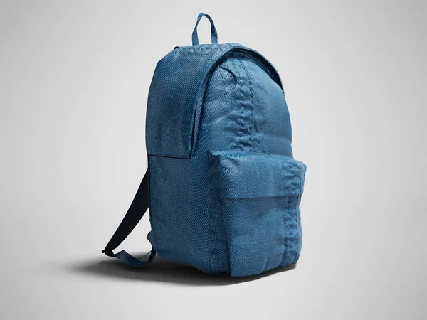 Moderner blauer Rucksack mit Tuch für Teenager 3D-Render auf grauem b — Stockfoto