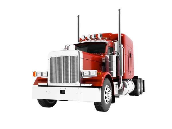 Modern red dump truck for transportation of trailers 3d render o — Stock Photo, Image