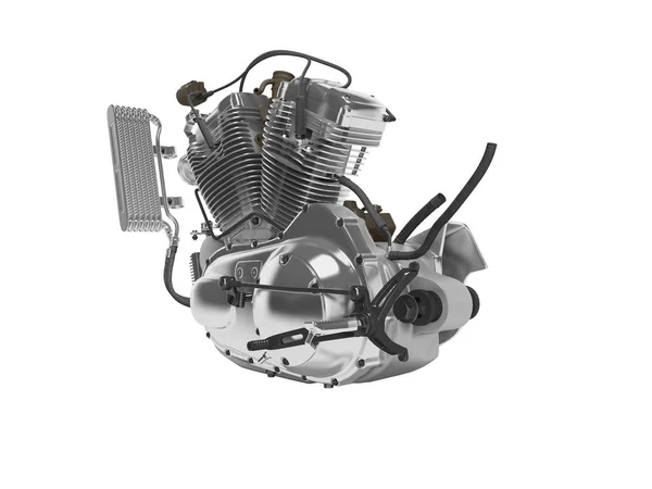 Концепция бензиновый двигатель мотоцикл двухцилиндровый коробка передач 3D рендеринг — стоковое фото