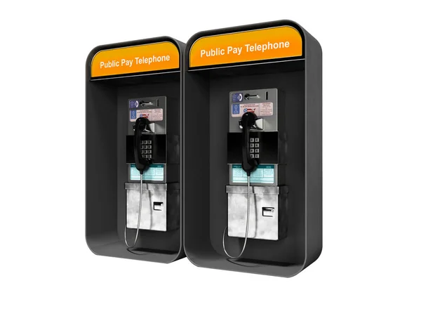 Cabina telefónica dual del metal del concepto con el dinero 3d del render en blanco —  Fotos de Stock