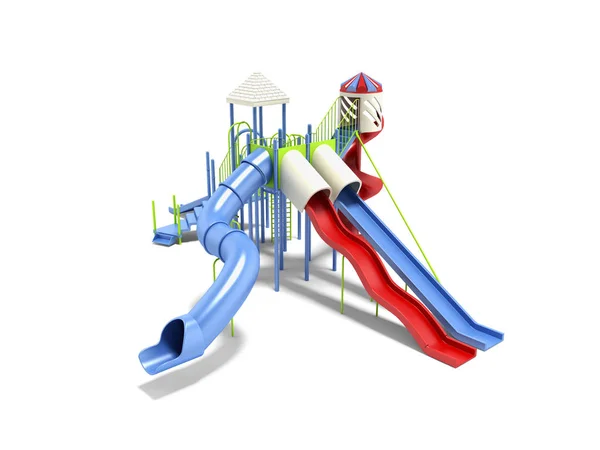 现代蓝色游乐场儿童水上游戏3D渲染器 — 图库照片