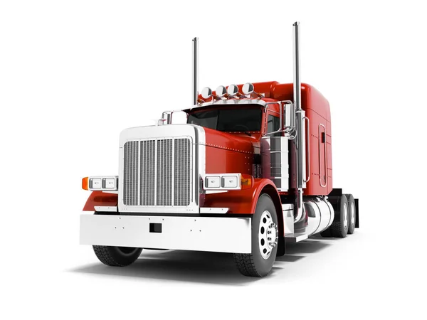 Modern red dump truck for transportation of trailers 3d render o — Stock Photo, Image