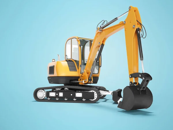 Orange mini crawler excavator on rubber tire with turned cabin t — Stock Photo, Image