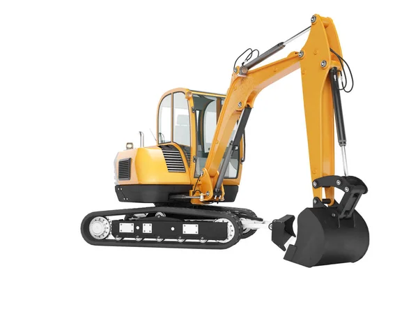 Orange mini crawler excavator on rubber tire with turned cabin t — Stock Photo, Image