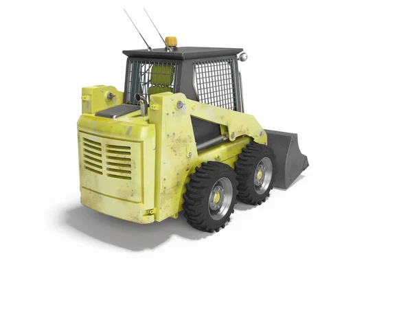 Carregador diesel amarelo com balde dianteiro isolado traseiro 3D render o — Fotografia de Stock