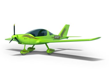 Yeşil ışık düzlemi 3d gölge ile beyaz arka plan üzerinde render