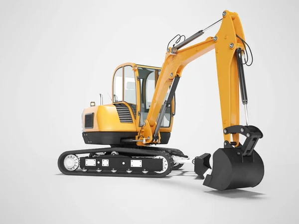 Orange mini crawler excavator on rubber tire with turned cabin t — Stock Photo, Image