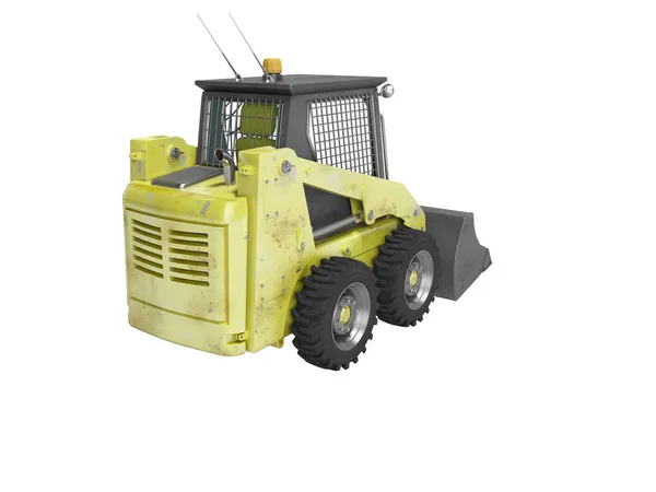 Cargador diesel amarillo con cucharón trasero aislado 3D render o —  Fotos de Stock