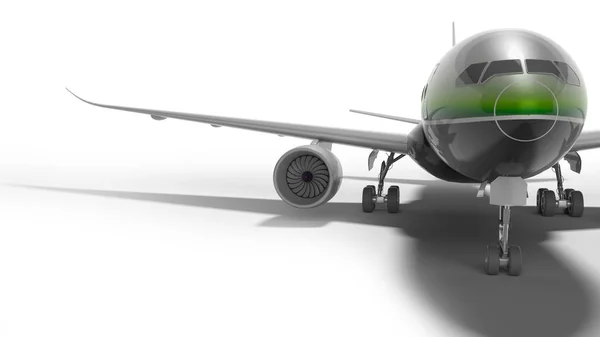 Avion à passagers turbocompressé avec insert vert rendu 3d sur w — Photo