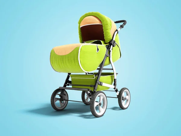 Sprężyny lekki zielony wózek z wkładkami tkaniny dla dziecka 3 — Zdjęcie stockowe