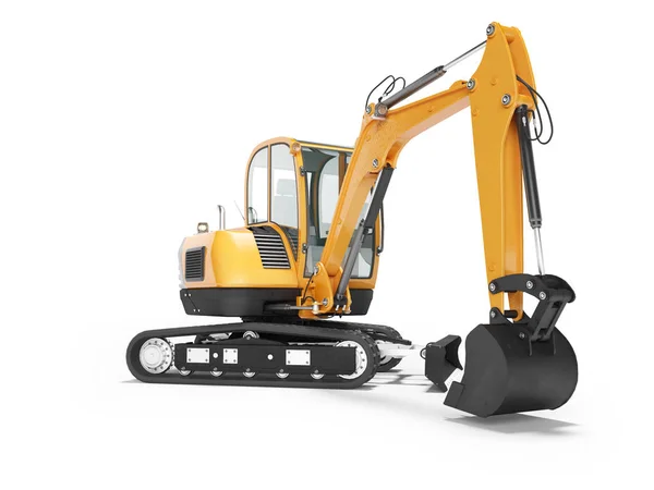 Orange mini crawler excavator on rubber tire with turned cabin t — Stock Photo, Image