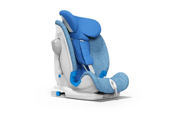 Синее детское кресло для автомобиля 3d рендер на белом фоне с ш — стоковое фото