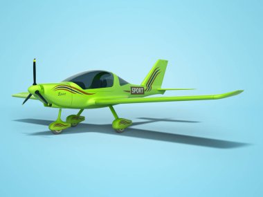 Yeşil ışık düzlemi 3d gölge ile mavi arka plan render