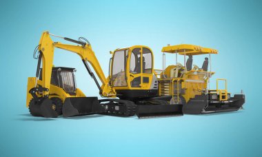 Ağır makine ekskavatör mini paver yükleyici 3d i Sarı grup