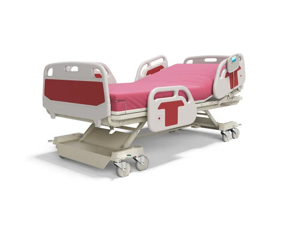 Conceito cama de hospital vermelho semi automático isolado 3d render no wh — Fotografia de Stock