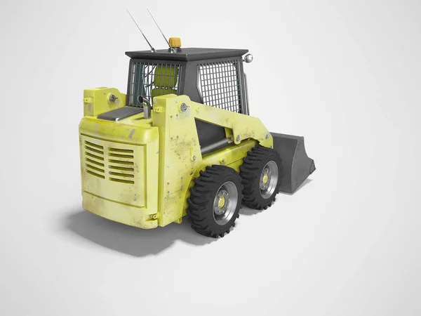 Cargador diesel amarillo con cucharón trasero aislado 3D render o —  Fotos de Stock