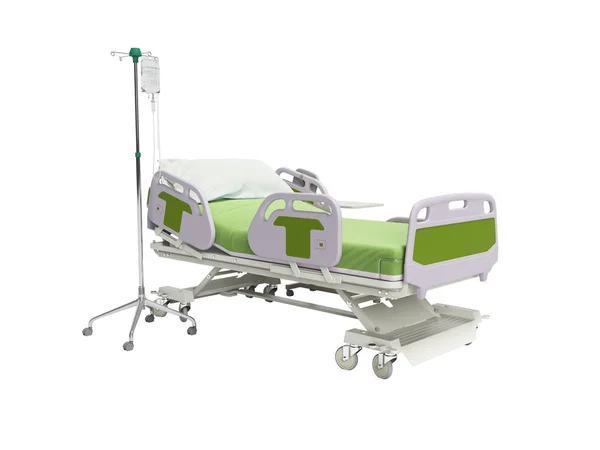 リモートコントロールが付いている概念緑の病院のベッド半自動 — ストック写真