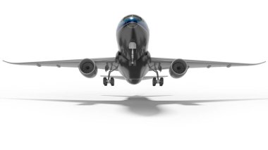 Konsept turbojet uçak beyaz b 3d render çıkarmak için yükselir