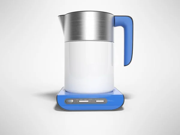 Koncepcja czajnik elektryczny na niebieskim stojaku z przyciskami wtrąceń — Zdjęcie stockowe