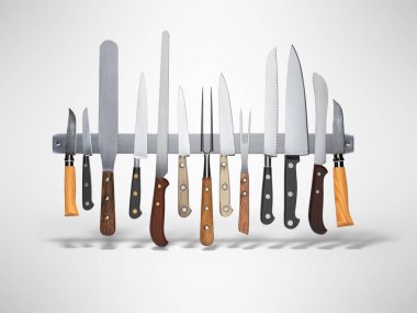 Manyetik şerit 3d render illüstrasyon o bıçak kavram seti