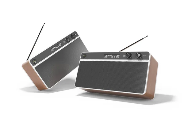 Classic radio with big speaker dancing 3d render illustration on