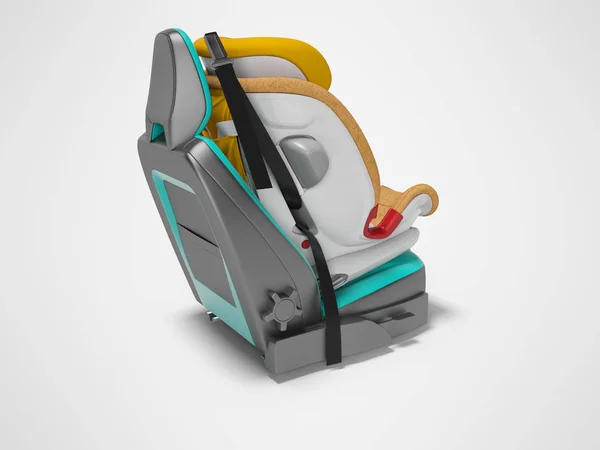 Оранжевое детское автокресло с пятиточечными ремнями безопасности с изофикс 3 — стоковое фото