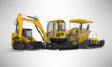 Ağır makine ekskavatör mini paver yükleyici 3d i Sarı grup