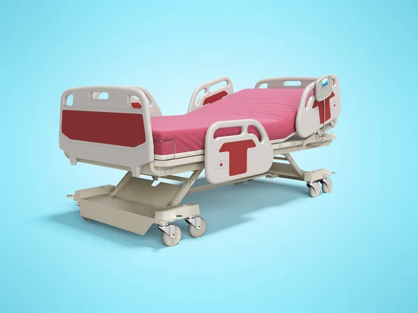 Concept Red Hospital bed semi automatische geïsoleerde 3D renderen op BL — Stockfoto